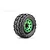 A single Jetko 2.8 inch Tomahawk MT monster truck tyre mounted on a metallic green Claw rim against a white background.