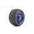 A single Jetko 2.8 inch Rockform MT tyre mounted on a blue metallic claw-style RC wheel against a white background.