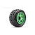 Jetko 5.3" Tomahawk XMT Medium Soft Belted Tyres on Metal Green Claw Rims - Glued Wheels 2Pcs JKO5801CGMSGBB1