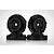 Four black plastic RC wheel hex adapters arranged in a studio setting against a white background.