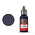 A 17ml bottle of Vallejo Game Color Stormy Blue acrylic paint with a grey dropper cap, shown next to a circular swatch of the dark blue paint color.
