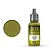 A 17ml bottle of Vallejo Game Effects Vomit acrylic paint next to a circular swatch of the olive-green paint colour.