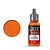 A 17ml bottle of Vallejo Game Color Orange Fire acrylic paint next to a circular orange paint swatch.