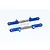 Two blue aluminium adjustable turnbuckles with silver metal hardware on a white background.