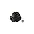 A black hardened steel 16T pinion gear with a small grub screw on a white background.