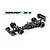 Studio shot of an XRAY X1 1/10 scale electric formula RC car kit on a white background, featuring a carbon fiber chassis and black wheels.