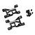 Two black aluminium front suspension arms for RC cars by Yeah Racing, with included mounting hardware on a white background.