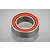 A single metal ball bearing with an orange rubber seal, shown in a studio product shot against a light grey background.