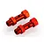 Two red anodized aluminium front double axle extenders for RC cars on a white background.