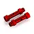 Two red anodized aluminium rear double axles for RC vehicles, shown against a white background.