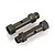 Two gunmetal grey aluminium rear double axles for RC vehicles, shown from an angled perspective on a white background.