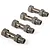 Four gunmetal grey aluminium RC wheel axles arranged in a row on a white background.