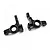 Two black anodized aluminium RC steering hubs shown from an angled perspective against a white background.