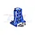 A blue anodized aluminium GPM Racing back motor mount for RC cars, shown with two black screws and two metal washers on a white background.
