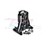 A black GPM Racing aluminium back motor mount for RC cars, shown with two mounting screws and two washers on a white background.