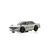 A white Kyosho Mini-Z Nissan Skyline 2000GT-R Tune Version body shell, featuring black fender flares and black wheels, shown against a white background.