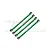 Four green anodized aluminium suspension linkages with ball ends, arranged diagonally against a GPM Racing logo background.