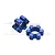 Two blue anodized aluminium 24mm wheel hex adapters for RC cars, featuring a six-spoke design and GPM branding.