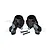 Two black aluminium RC front steering hubs with mounting screws, marked L and R for left and right sides.