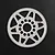 A white Delrin 108T spur gear for RC cars, featuring a spoked design and central mounting holes, set against a dark textured background.