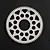 A white Delrin spur gear with 76 teeth and 64dp pitch, featuring a lightweight design with circular cutouts, set against a black textured background.