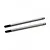 Two silver metal RC shock shafts with threaded ends and grooved tips against a white background.