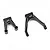 Two black aluminium RC body mounts from Yeah Racing with silver chamfered edges and the YR logo.