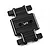 A black aluminium centre skid plate for an RC car by Yeah Racing, featuring silver chamfered edges and the YR logo.