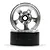 A silver and black 1.9-inch 5-spoke beadlock rim for RC cars, featuring a metallic silver face and a black barrel.