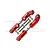 Two red anodized aluminium RC steering links with stainless steel hardware, featuring GPM branding and 7075-T6 markings.