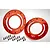 Two red anodized aluminium beadlock rings with Rovan branding and a set of black mounting screws on a white background.