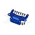 A blue anodized aluminium rear lower gearbox mount for an RC car by GPM Racing, shown with several small silver mounting screws.