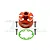 GPM Racing orange anodized aluminium differential case with four mounting screws and a green gasket on a white background.