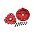 GPM Racing red anodised aluminium transmission cush drive housing set with mounting screws on a white background.