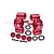 A pair of red anodized aluminium RC steering hubs by GPM Racing, including bearings, screws, and spacers on a white background.