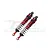 Two GPM Racing red and black aluminium adjustable RC shock absorbers shown on a white background.
