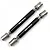 Two Yeah Racing black aluminium CVD driveshafts for RC cars, featuring silver metal joints and white branding on the black shafts.