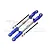 Two blue aluminium adjustable camber links from GPM Racing with included screws and nuts, displayed against a branded background.