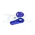 GPM Racing blue aluminium 25T servo saver assembly components on a white background.