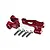 GPM Racing red anodised aluminium front axle linkage mounts for RC cars, including four mounting screws.