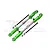 Two green GPM Racing adjustable aluminium camber links with silver turnbuckles, screws, and nuts on a white background.