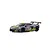 A studio shot of a Kyosho Mini-Z Chevrolet Corvette C8.R pre-painted body shell in gunmetal grey with yellow racing stripes and number 4 decals.