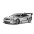 A silver Tamiya Mercedes-Benz CLK-AMG RC touring car model, viewed from a front three-quarter angle against a white background.