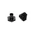 Two black aluminium wheel hex hubs for RC cars, shown from different angles against a white background.