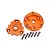 GPM Racing orange anodised aluminium cush drive housing components with six mounting screws on a white background.