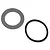 A grey flat gasket and a black rubber O-ring seal for Losi RC motorcycle triple clamp.