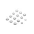 A collection of white composite RC shock pistons with various hole configurations arranged on a white background.