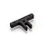 A T-shaped carbon fibre battery backstop component for an RC car, featuring three mounting holes and a central slot, isolated on a white background.
