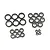 A collection of various sized rubber shielded ball bearings arranged in groups on a white background.