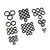 A collection of various sized rubber shielded ball bearings arranged in groups on a white background.